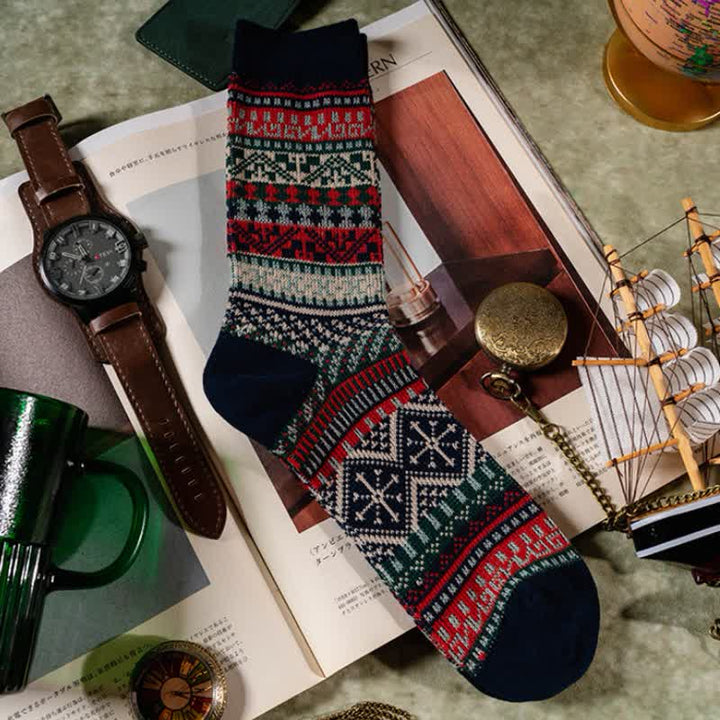 Chaussettes en coton à motifs géométriques tribaux vintage