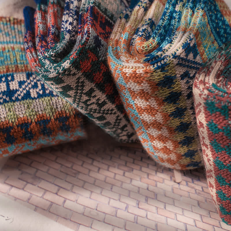 Chaussettes en coton à motifs géométriques tribaux vintage