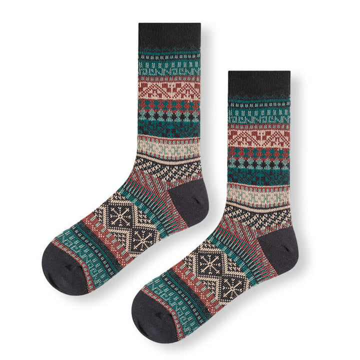 Chaussettes en coton à motifs géométriques tribaux vintage