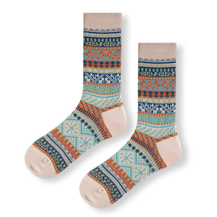 Chaussettes en coton à motifs géométriques tribaux vintage