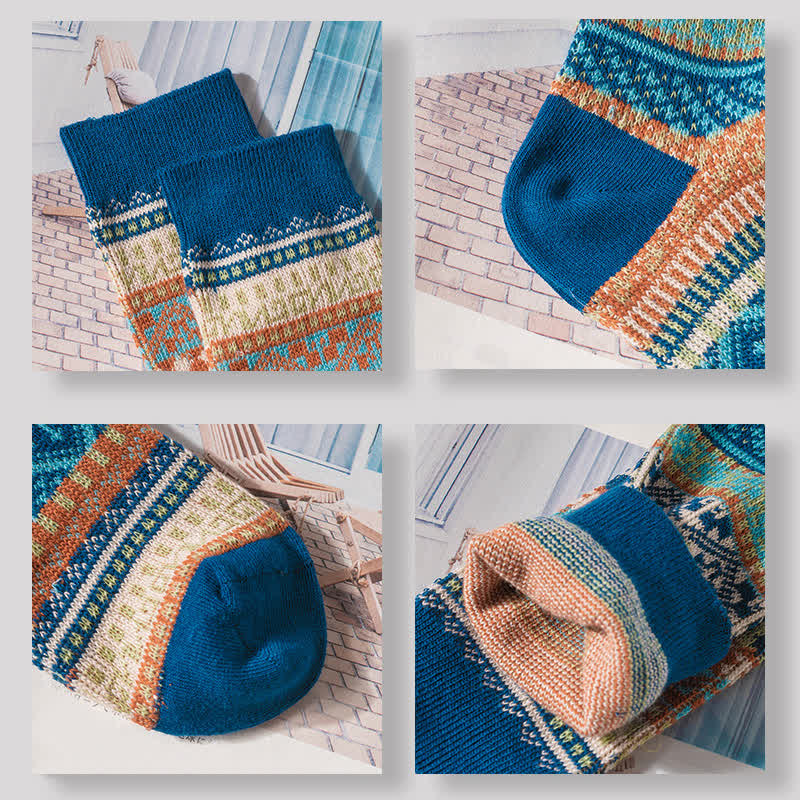 Chaussettes en coton à motifs géométriques tribaux vintage