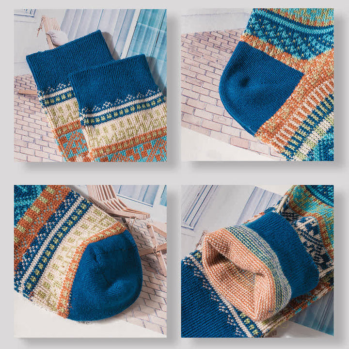 Chaussettes en coton à motifs géométriques tribaux vintage