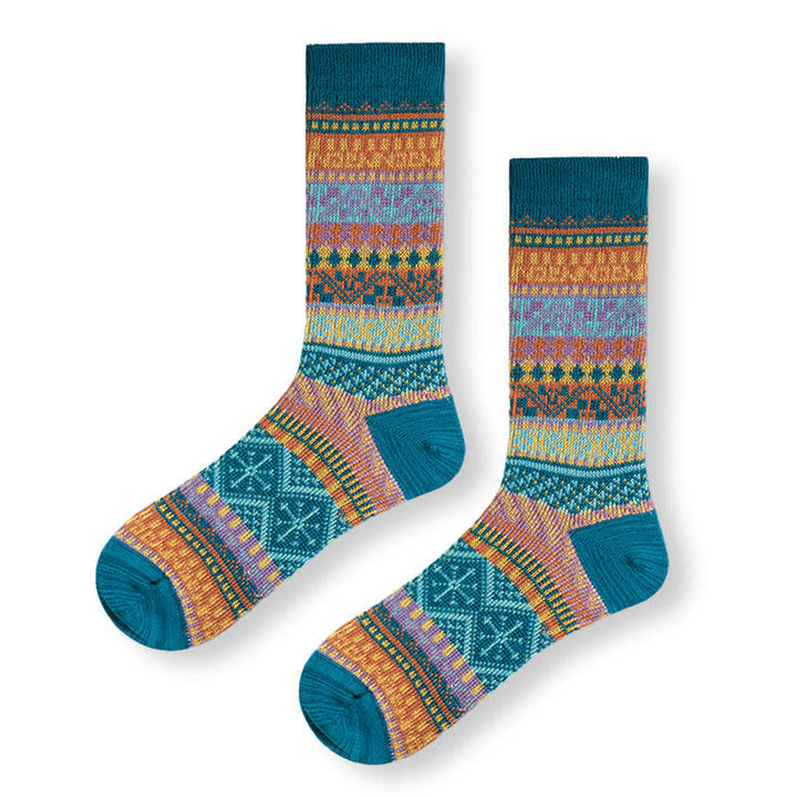 Chaussettes en coton à motifs géométriques tribaux vintage