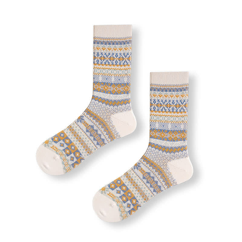Chaussettes en coton à imprimé ethnique rayé