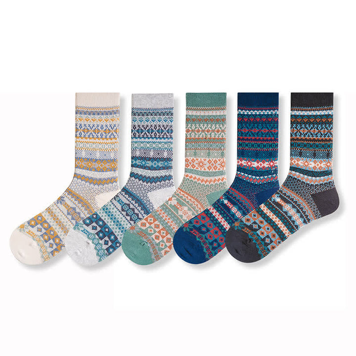 Chaussettes en coton à imprimé ethnique rayé