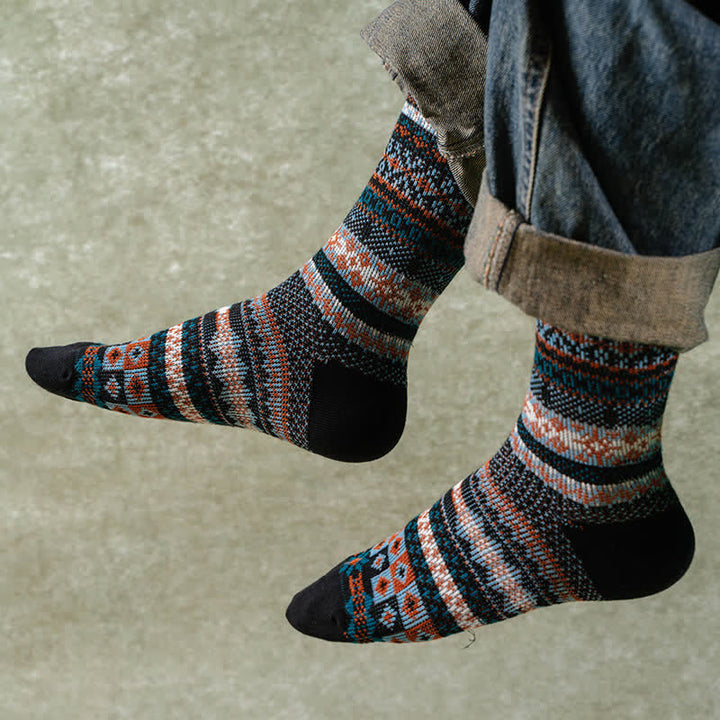 Chaussettes en coton à imprimé ethnique rayé