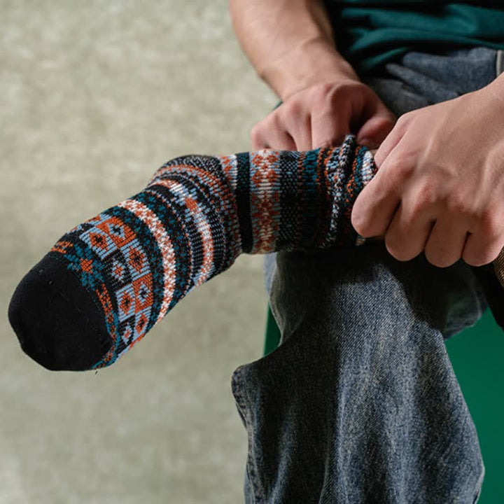 Chaussettes en coton à imprimé ethnique rayé