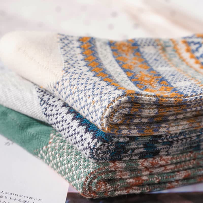 Chaussettes en coton à imprimé ethnique rayé