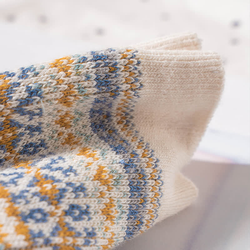 Chaussettes en coton à imprimé ethnique rayé