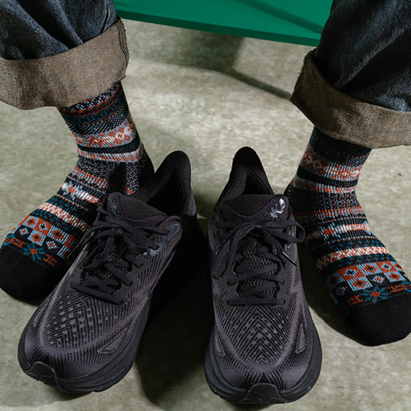 Chaussettes en coton à imprimé ethnique rayé
