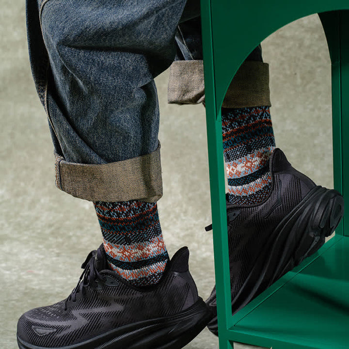 Chaussettes en coton à imprimé ethnique rayé