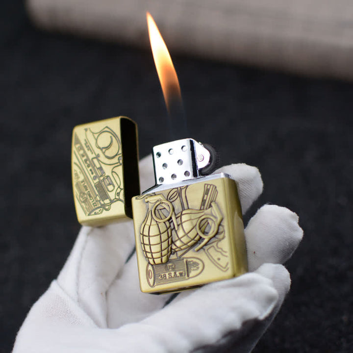 Briquet au butane rechargeable avec meule à grenade à main