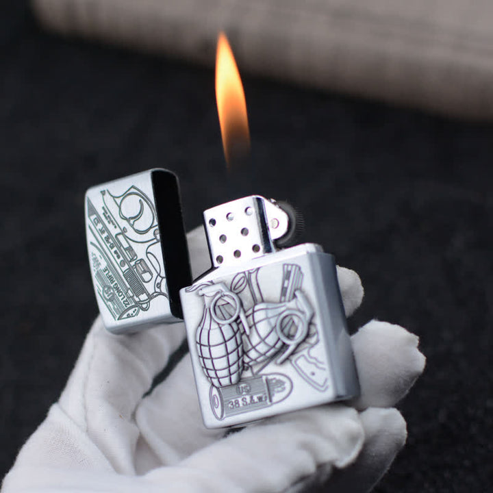 Briquet au butane rechargeable avec meule à grenade à main