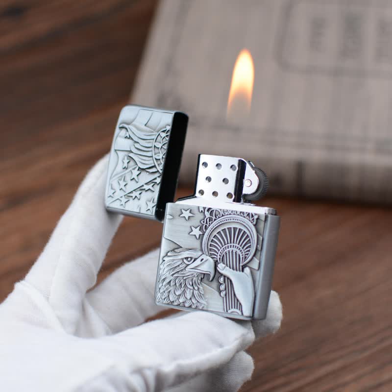Briquet au butane rechargeable avec meule à drapeau Eagle Torch