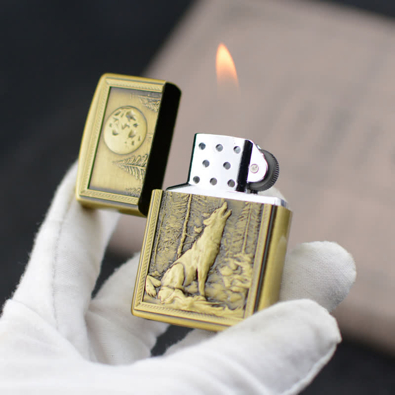Briquet au butane rechargeable avec meule Howling Wolf