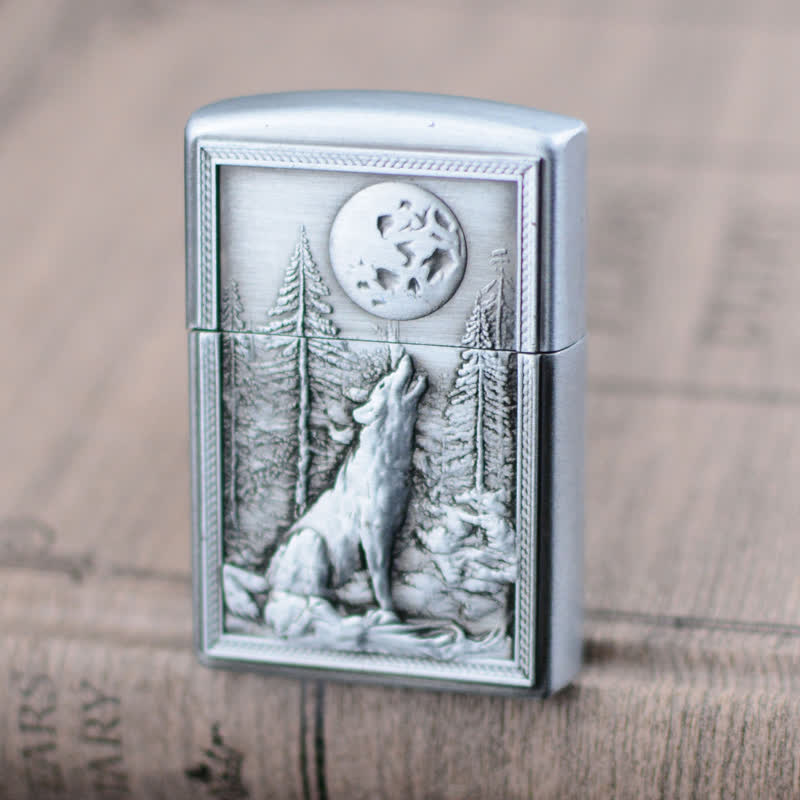 Briquet au butane rechargeable avec meule Howling Wolf