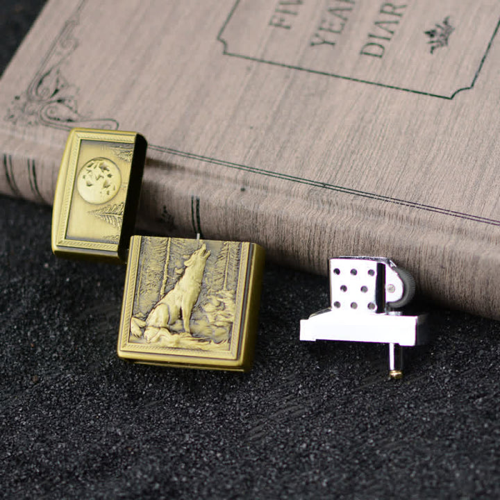 Briquet au butane rechargeable avec meule Howling Wolf