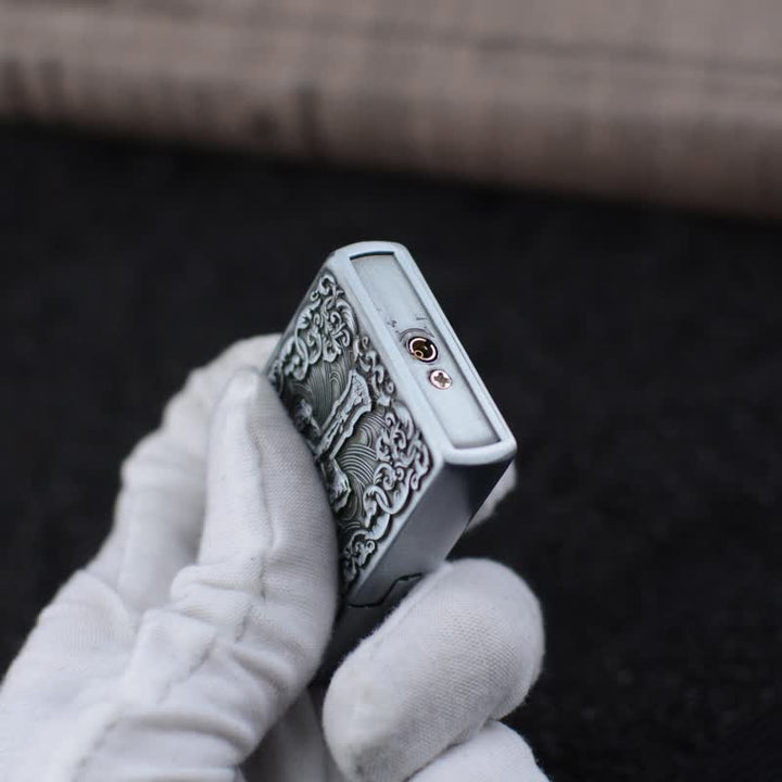 Briquet au butane rechargeable avec meule en croix de la Sainte Bible