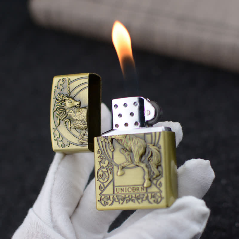 Briquet au butane rechargeable avec meule de secours Licorne