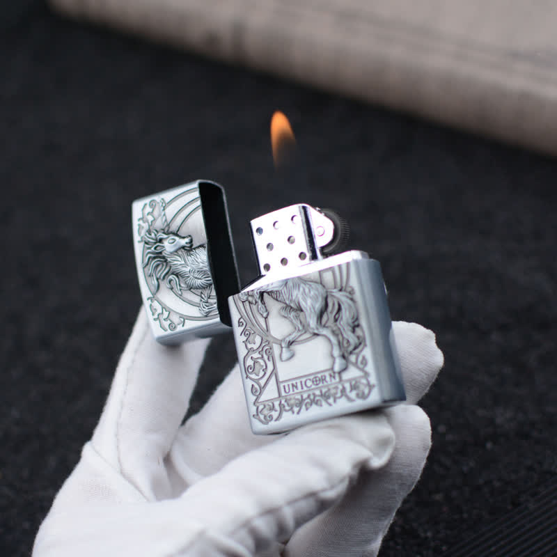 Briquet au butane rechargeable avec meule de secours Licorne