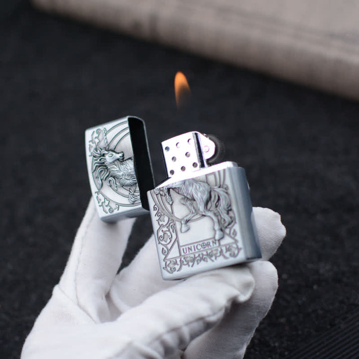 Briquet au butane rechargeable avec meule de secours Licorne