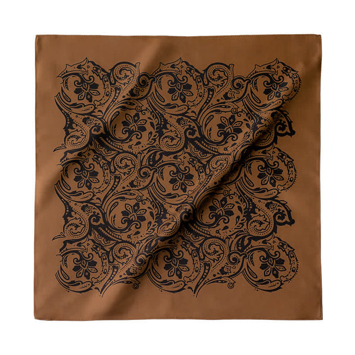 Foulard carré à motif cachemire rétro avec boucle pour foulard
