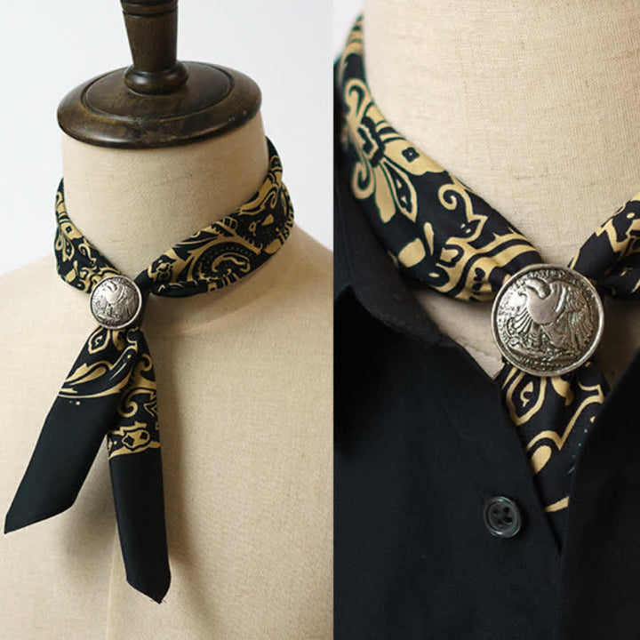 Foulard carré à motif cachemire rétro avec boucle pour foulard