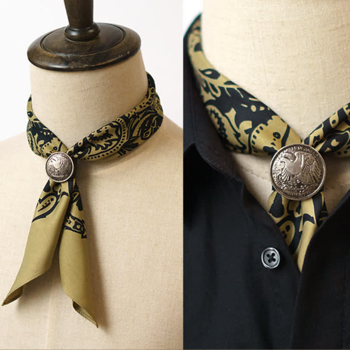 Foulard carré à motif cachemire rétro avec boucle pour foulard