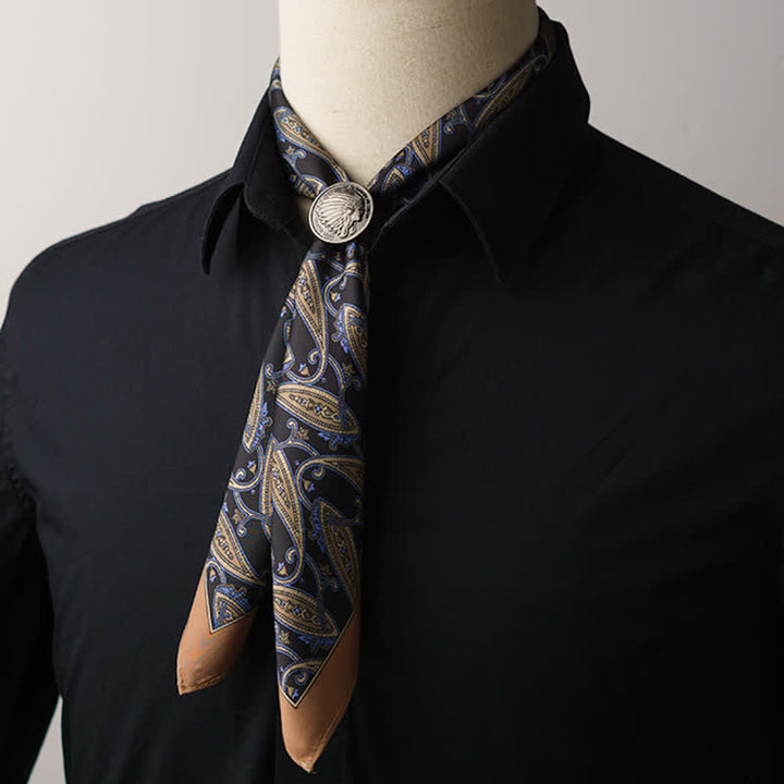 Foulard carré à fleurs de noix de cajou avec boucle pour foulard