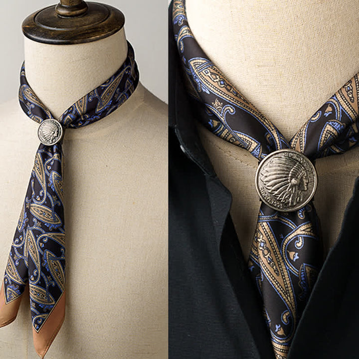 Foulard carré à fleurs de noix de cajou avec boucle pour foulard