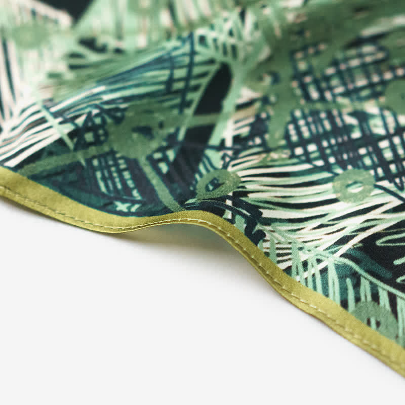 Foulard carré à carreaux vert forêt avec boucle pour foulard