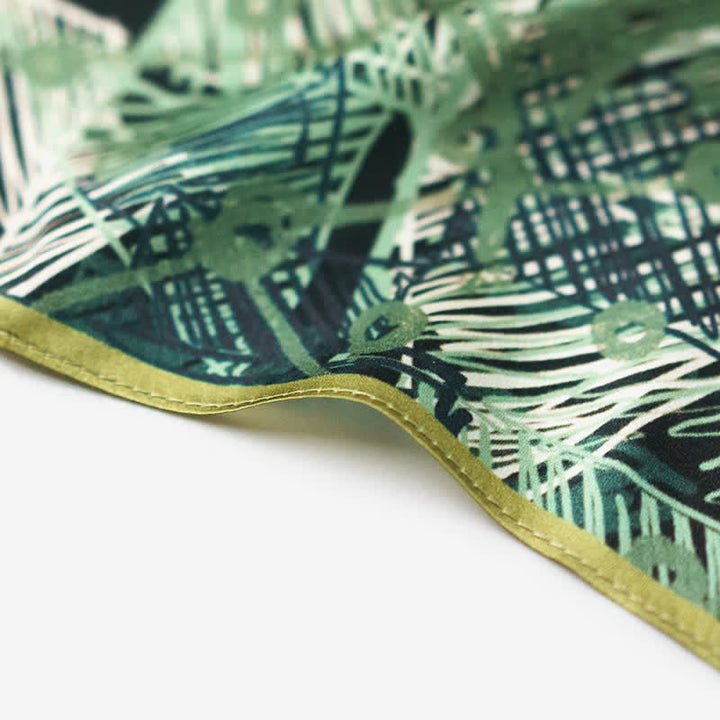 Foulard carré à carreaux vert forêt avec boucle pour foulard