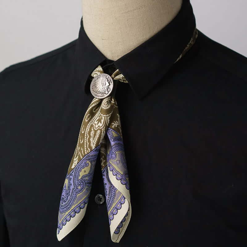 Foulard carré à imprimé cachemire exotique avec boucle pour foulard