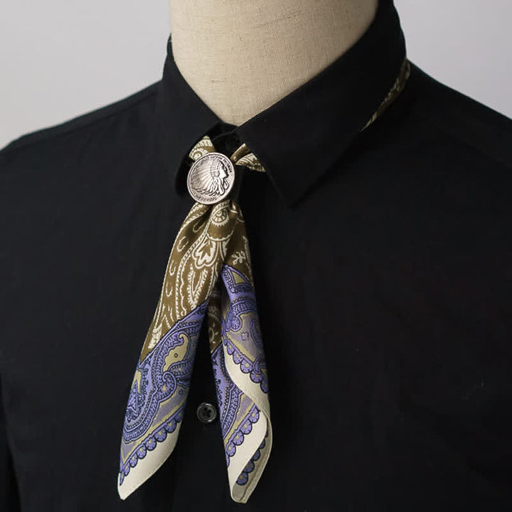 Foulard carré à imprimé cachemire exotique avec boucle pour foulard