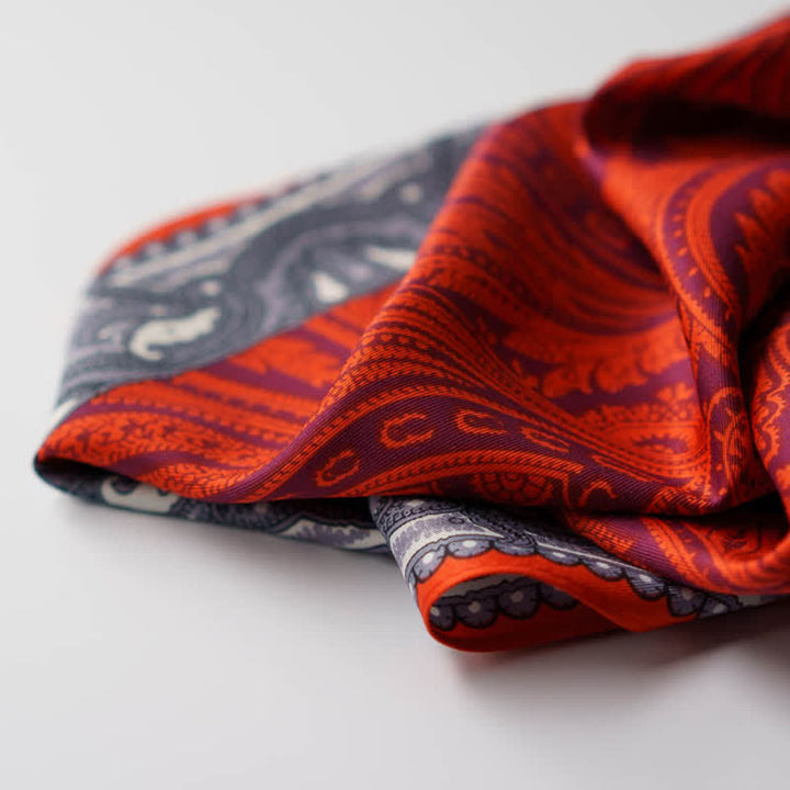 Foulard carré à imprimé cachemire exotique avec boucle pour foulard