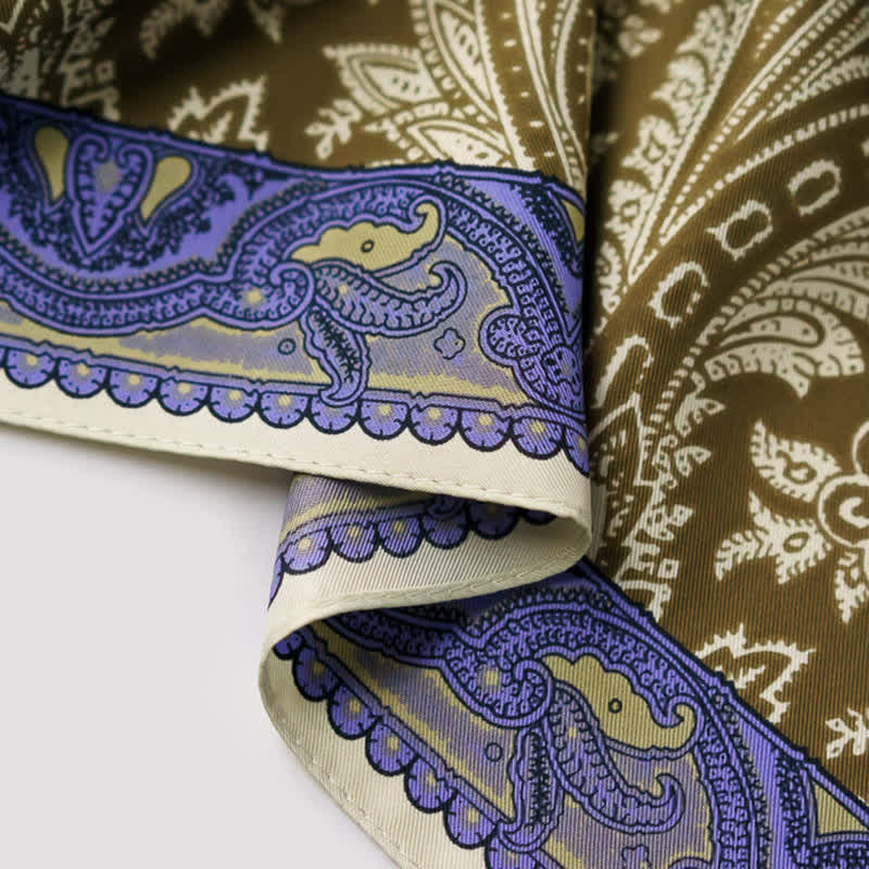 Foulard carré à imprimé cachemire exotique avec boucle pour foulard