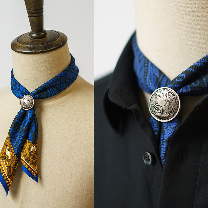 Foulard carré à imprimé cachemire exotique avec boucle pour foulard