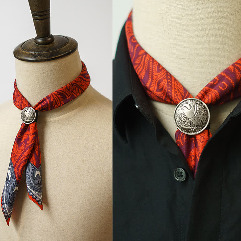 Foulard carré à imprimé cachemire exotique avec boucle pour foulard