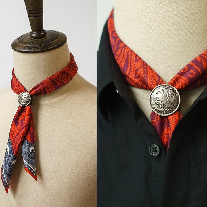 Foulard carré à imprimé cachemire exotique avec boucle pour foulard