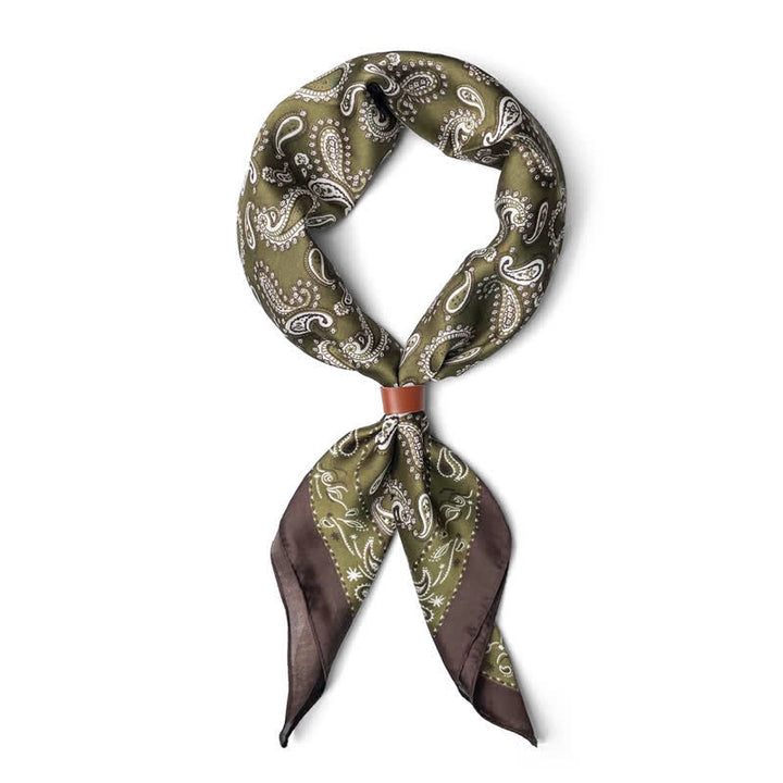 Foulard carré rétro à fleurs de cajou avec boucle pour foulard