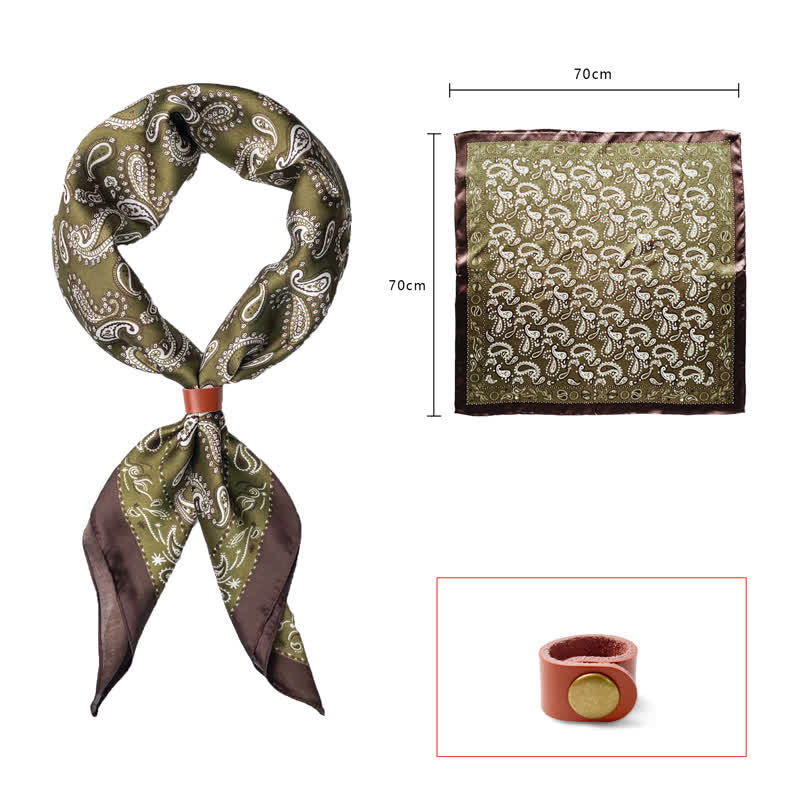 Foulard carré rétro à fleurs de cajou avec boucle pour foulard