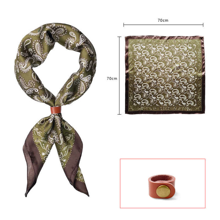 Foulard carré rétro à fleurs de cajou avec boucle pour foulard