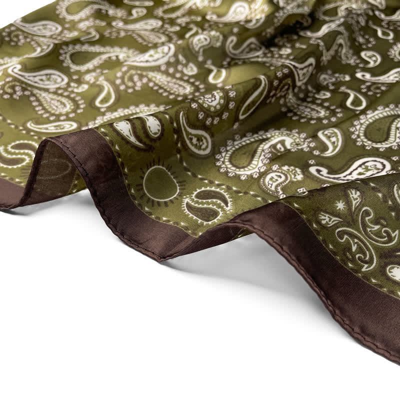 Foulard carré rétro à fleurs de cajou avec boucle pour foulard