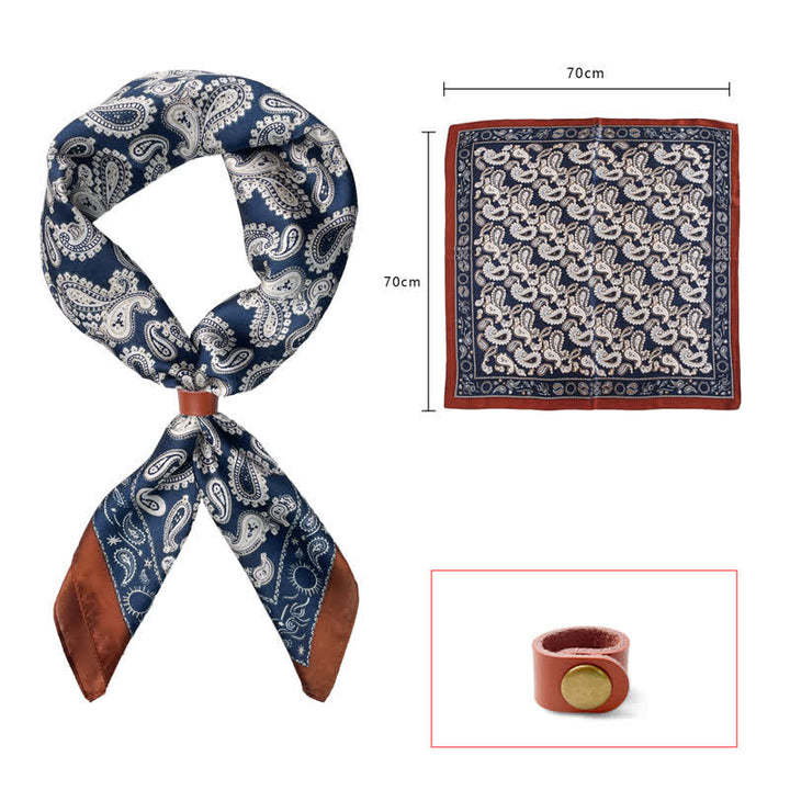 Foulard carré rétro à fleurs de cajou avec boucle pour foulard