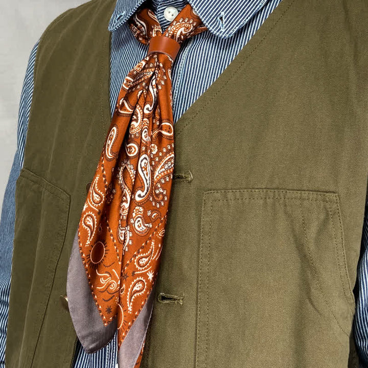 Foulard carré rétro à fleurs de cajou avec boucle pour foulard