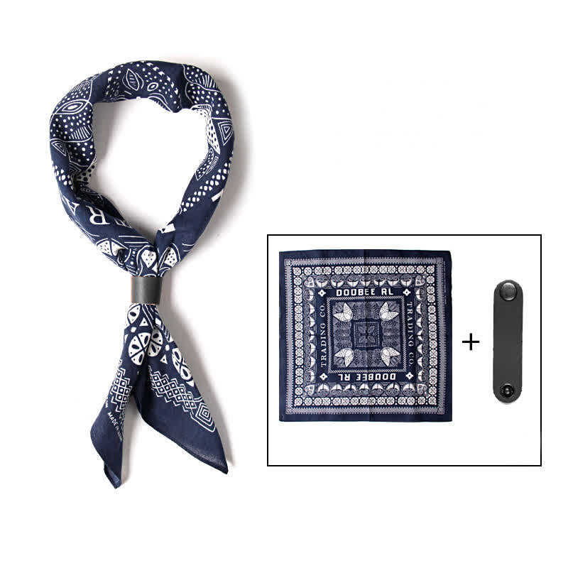 Foulard carré imprimé cachemire tendance avec boucle pour foulard