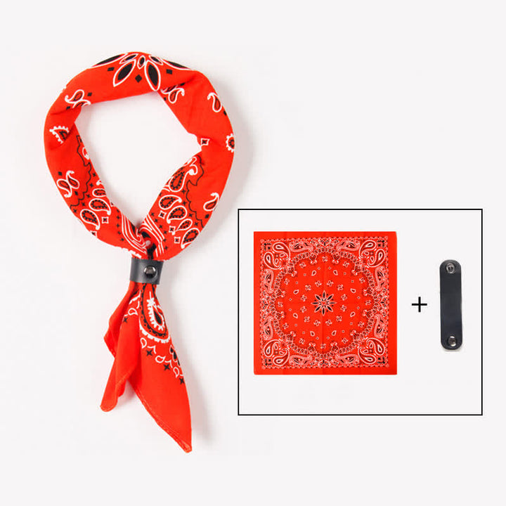 Foulard carré imprimé cachemire tendance avec boucle pour foulard