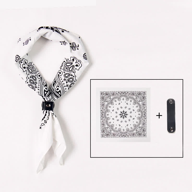 Foulard carré imprimé cachemire tendance avec boucle pour foulard