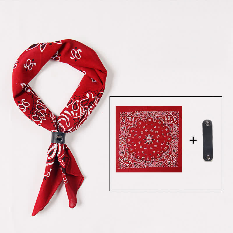 Foulard carré imprimé cachemire tendance avec boucle pour foulard