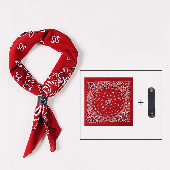 Foulard carré imprimé cachemire tendance avec boucle pour foulard